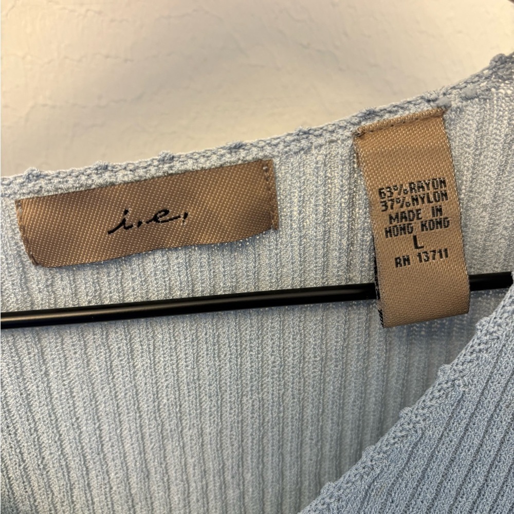 I.E. Y2K Ribbed Button-Front Cardigan Blue-Gray Size Large - Picture 4 of 6